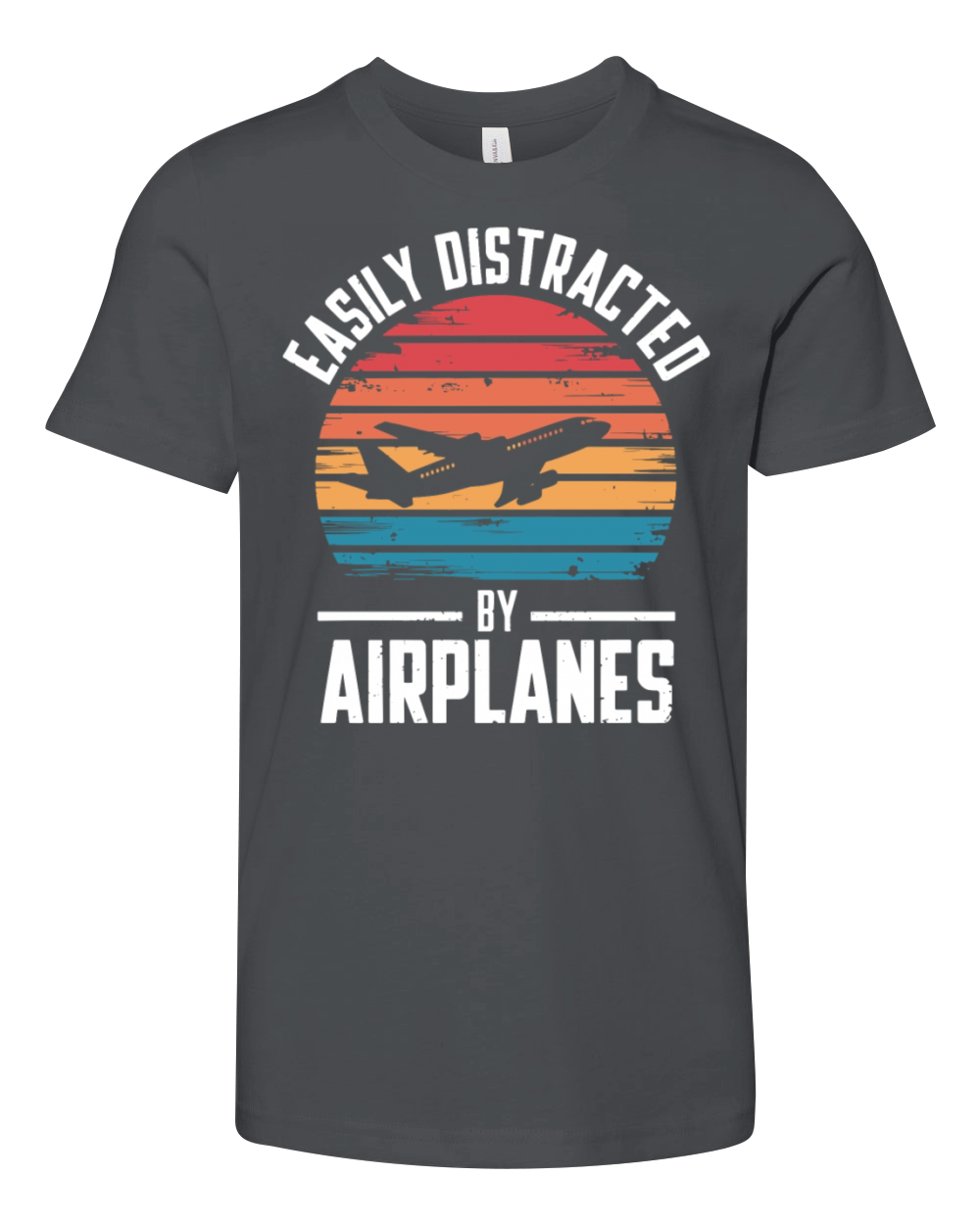 Easily Distracted by Airplanes Vintage Aviation Youth Unisex Jersey Tee
