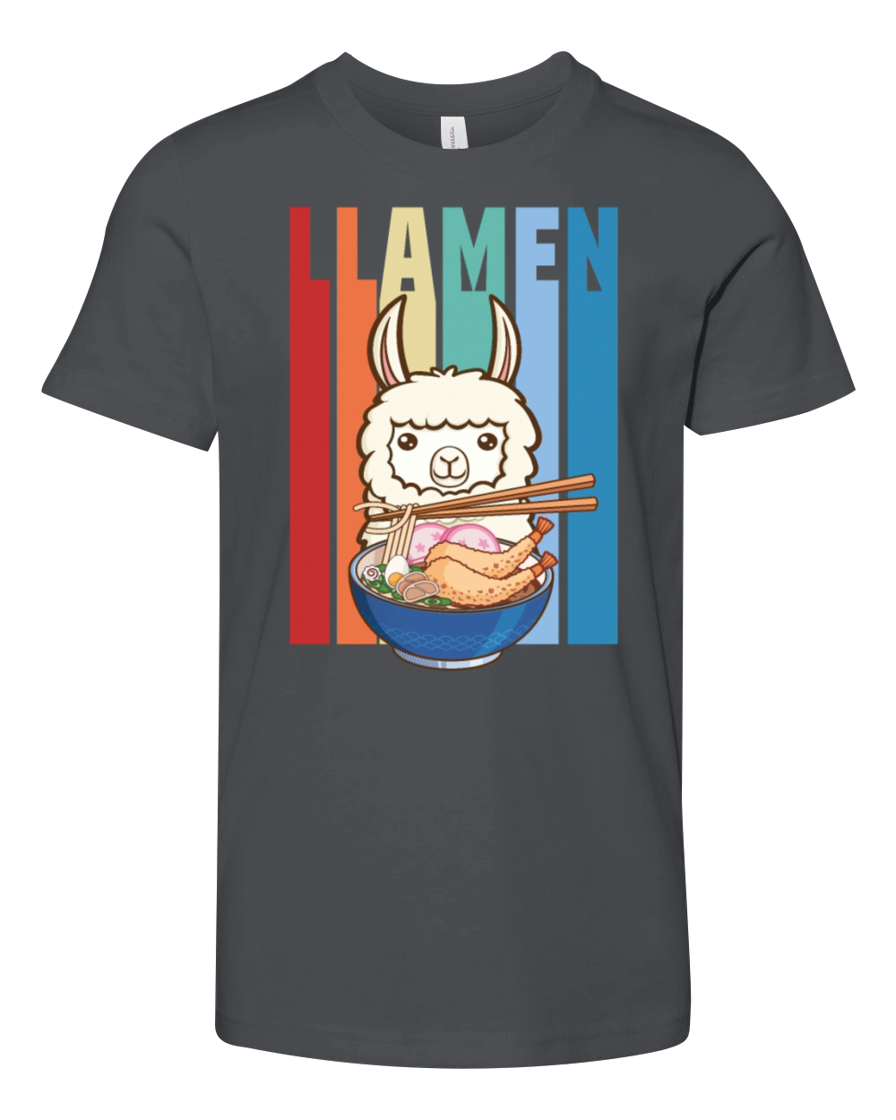 Funny Llamen Cute Llama Eating Ramen Lover Vintage Youth Unisex Jersey Tee