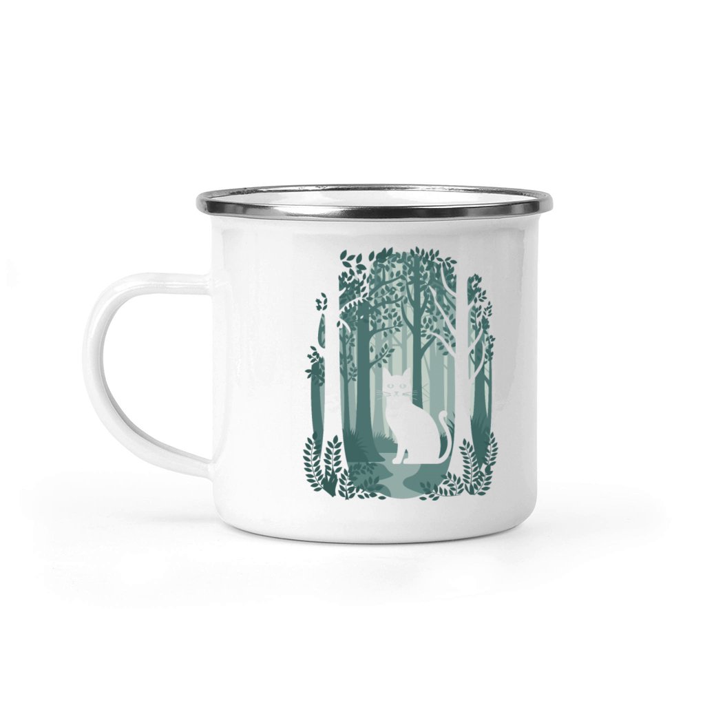 Cottagecore enchanting Forest Cat Camping Mug