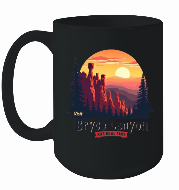 Bryce Canyon National Park Retro Illustraion V 02 Ceramic Mug