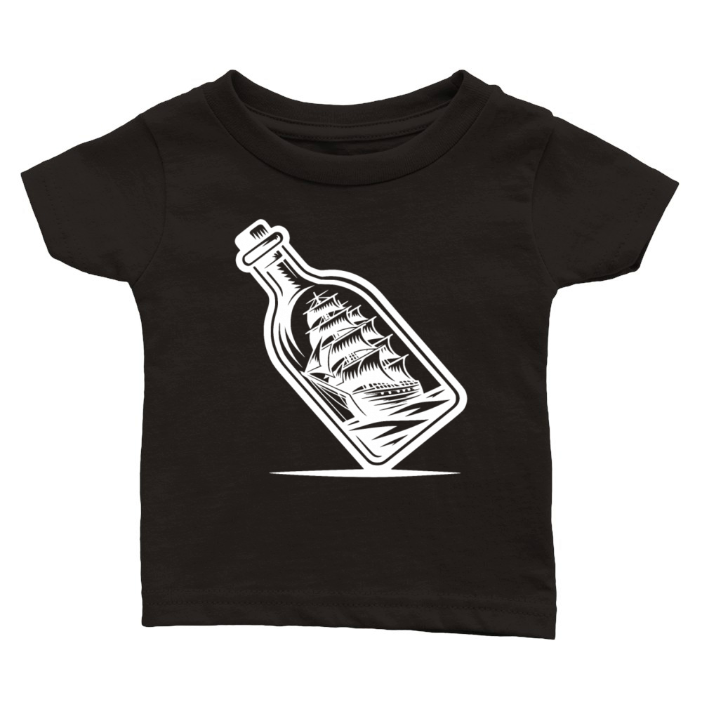 Classic Sailing Ship In A Bottle Ship In A Bottle Classic Baby Crewneck T-shirt