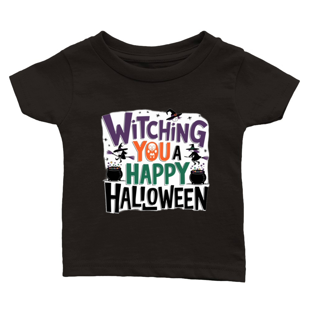 witching you a happy halloween design Classic Baby Crewneck T-shirt