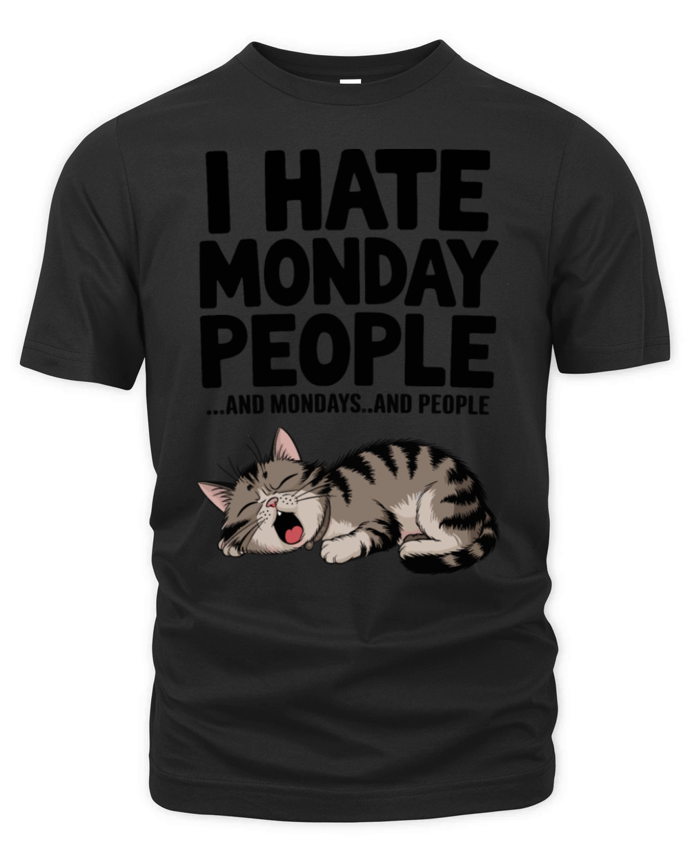 Funny Lazy Cat Hates Mondays People Humor Organic Unisex T-shirt