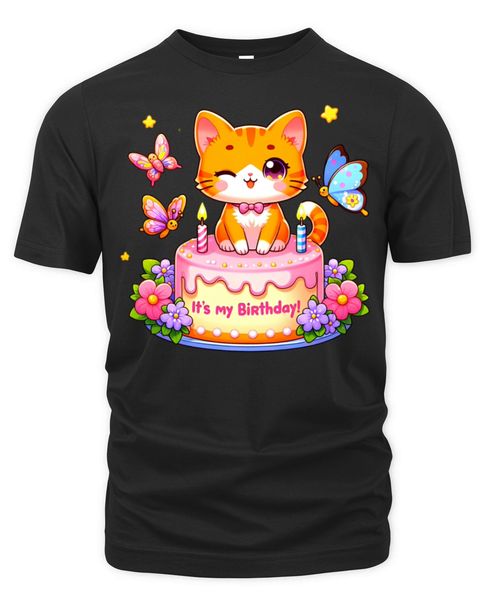 Its My Birthday Cute Orange Cat Birthday Organic Unisex T-shirt