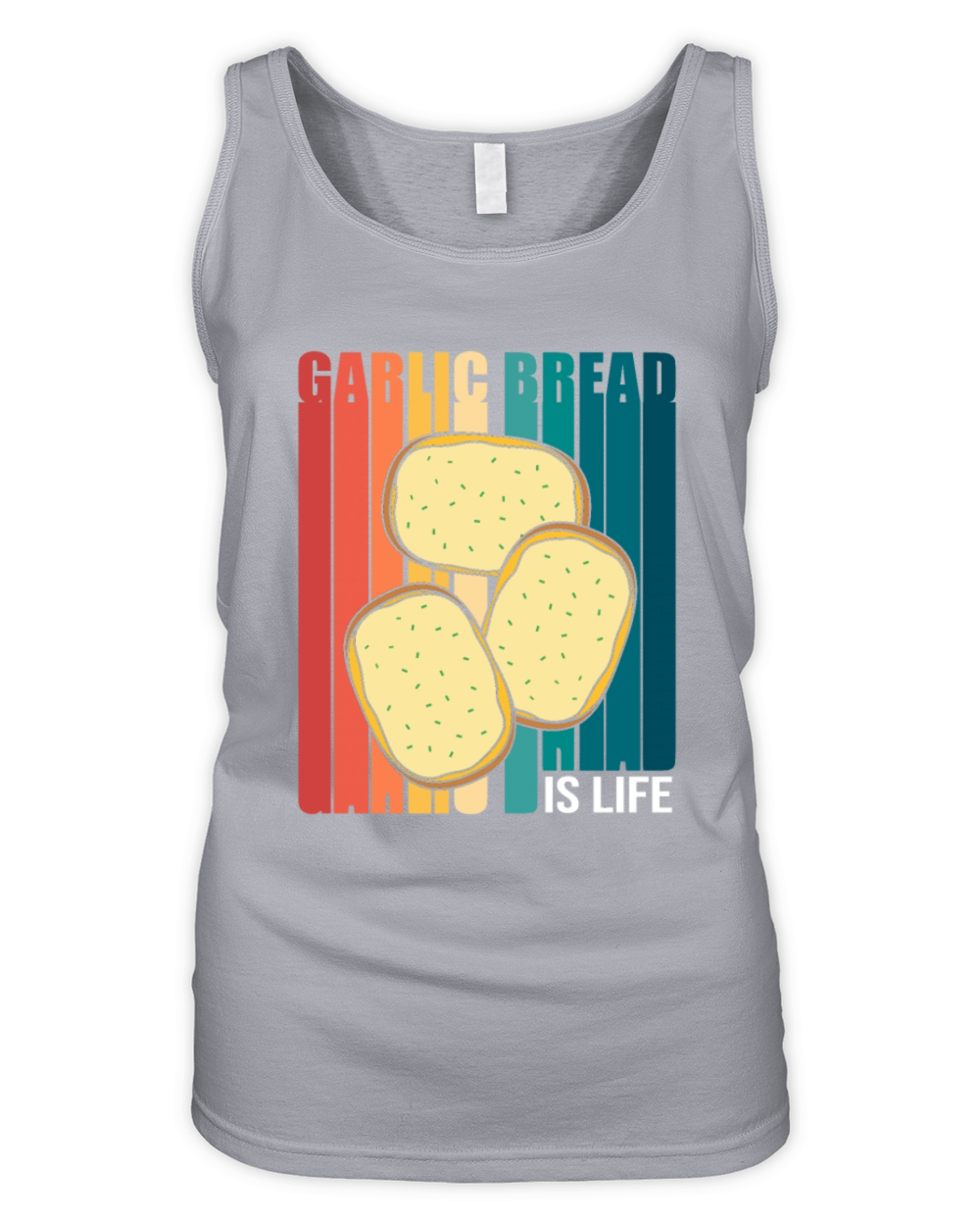 Retro Colorful Foodie Garlic Bread Organic Women's Tank Top