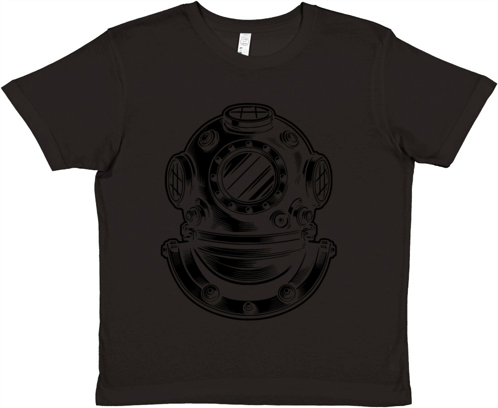 Classic Diving Helmet In Retro Illustration Style Premium Kids Crewneck T-shirt