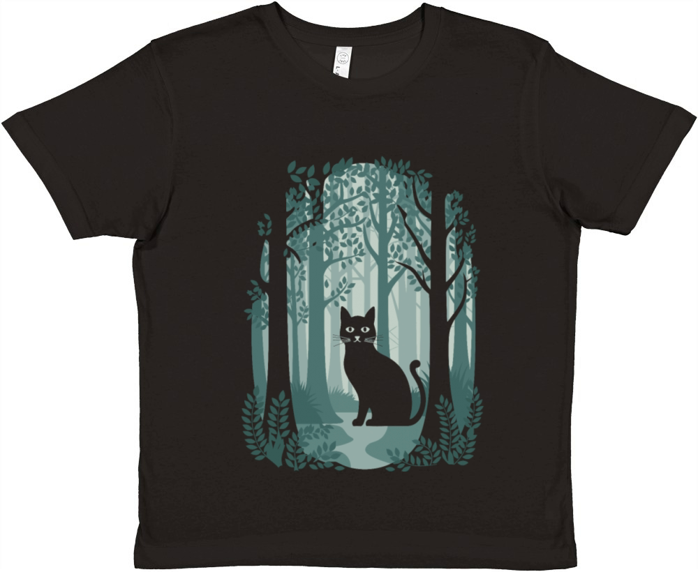 Cottagecore enchanting Forest Cat Premium Kids Crewneck T-shirt