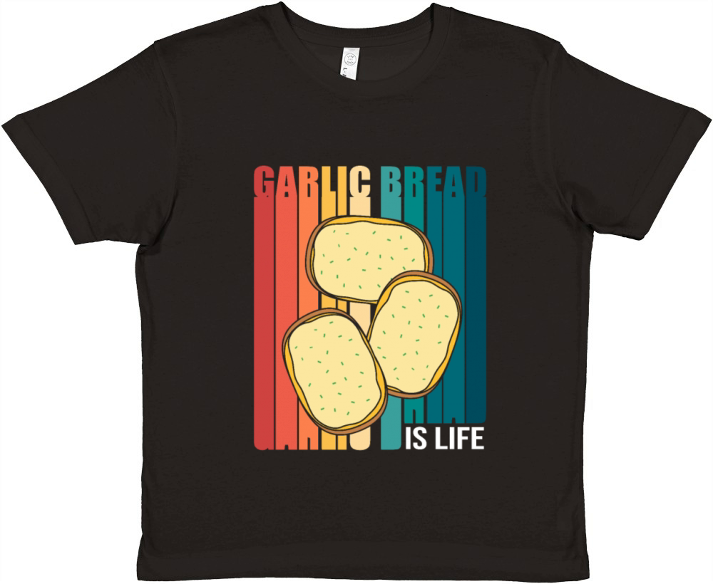 Retro Colorful Foodie Garlic Bread Premium Kids Crewneck T-shirt