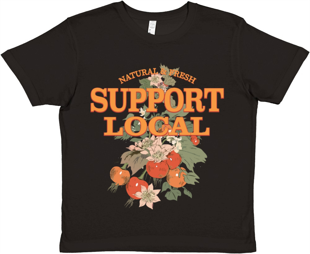 Retro Fruit Graphic to Support Local Premium Kids Crewneck T-shirt