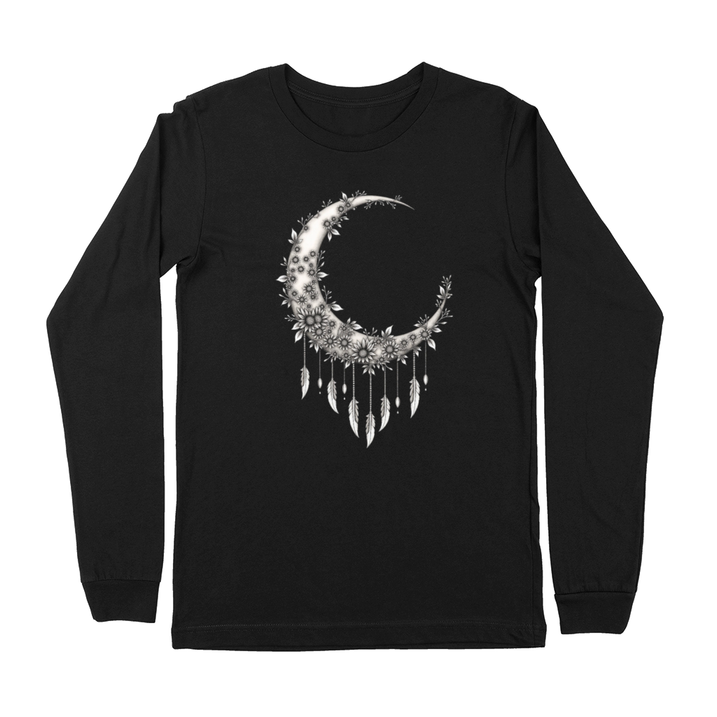 Flower Moon Decor Design Premium Long Sleeve