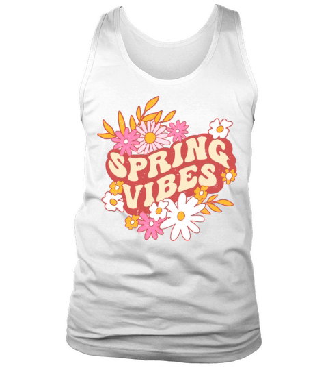 Retro slogan spring vibes hippie flowers colorful Tank Top Unisex