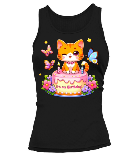 Its My Birthday Cute Orange Cat Birthday Tank top Woman