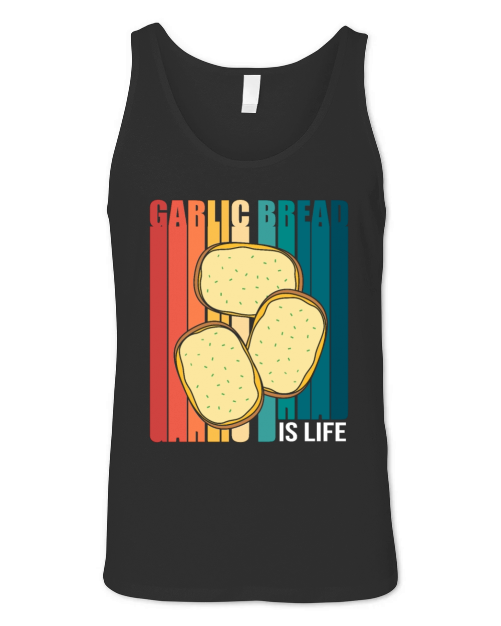 Retro Colorful Foodie Garlic Bread Unisex Jersey Tank