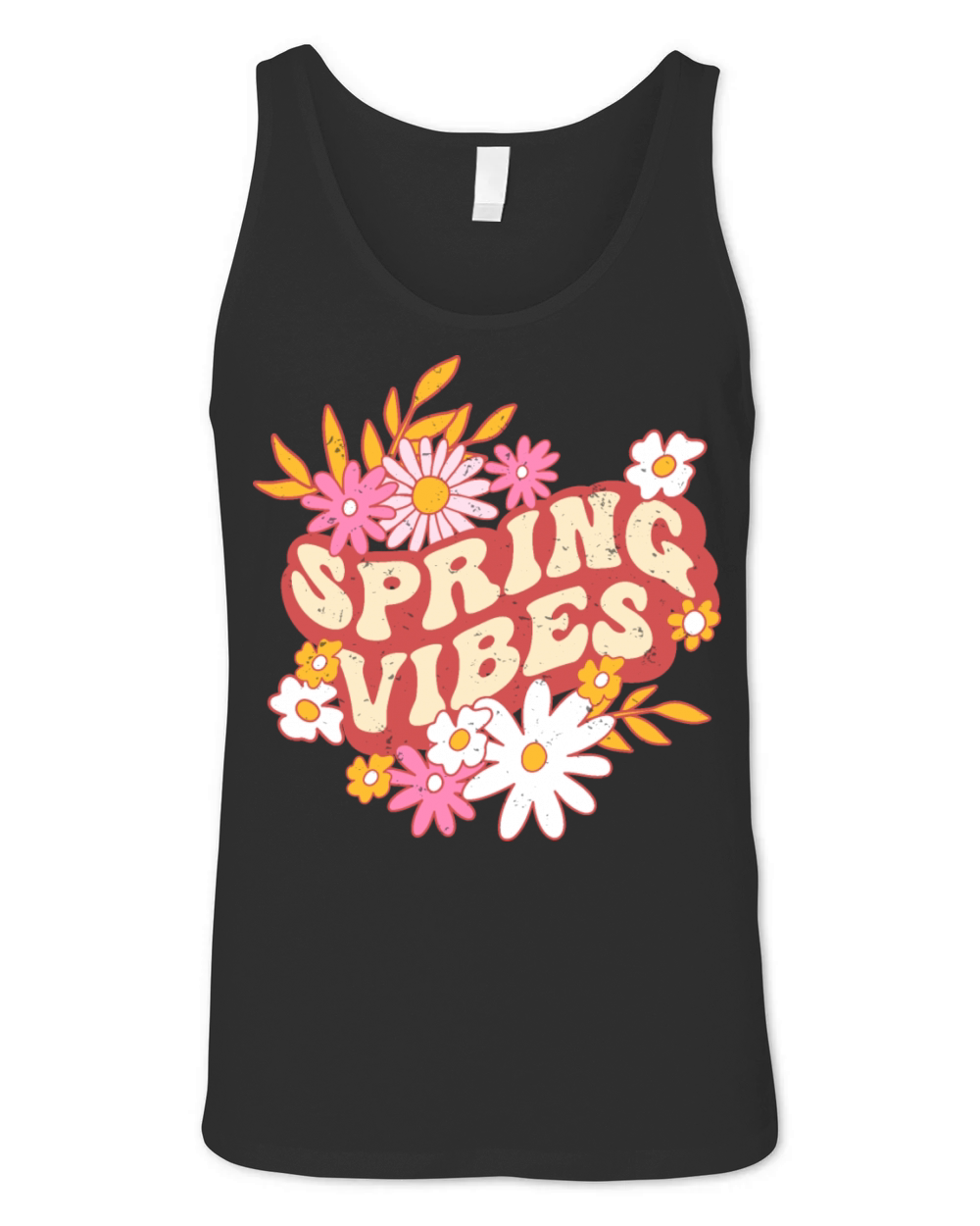 Retro slogan spring vibes hippie flowers colorful Unisex Jersey Tank