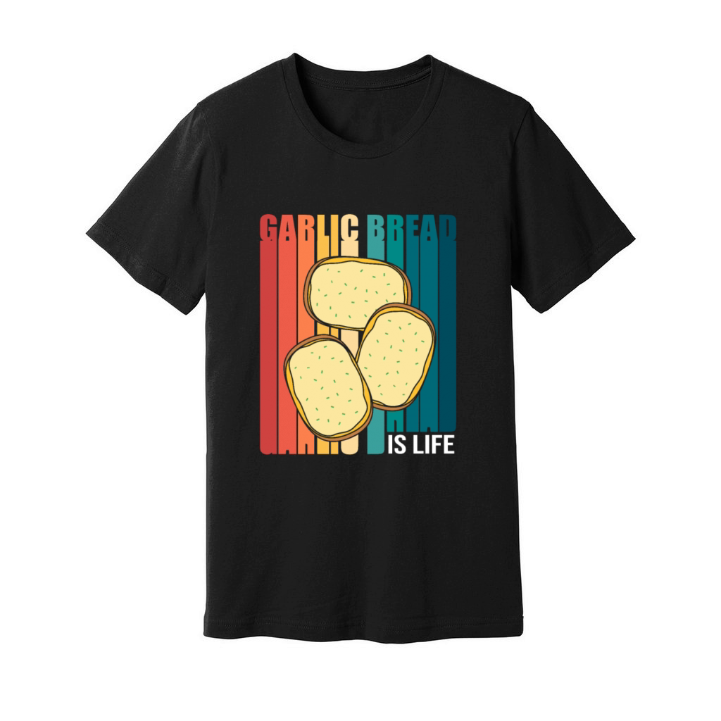 Retro Colorful Foodie Garlic Bread Unisex Jersey Tee