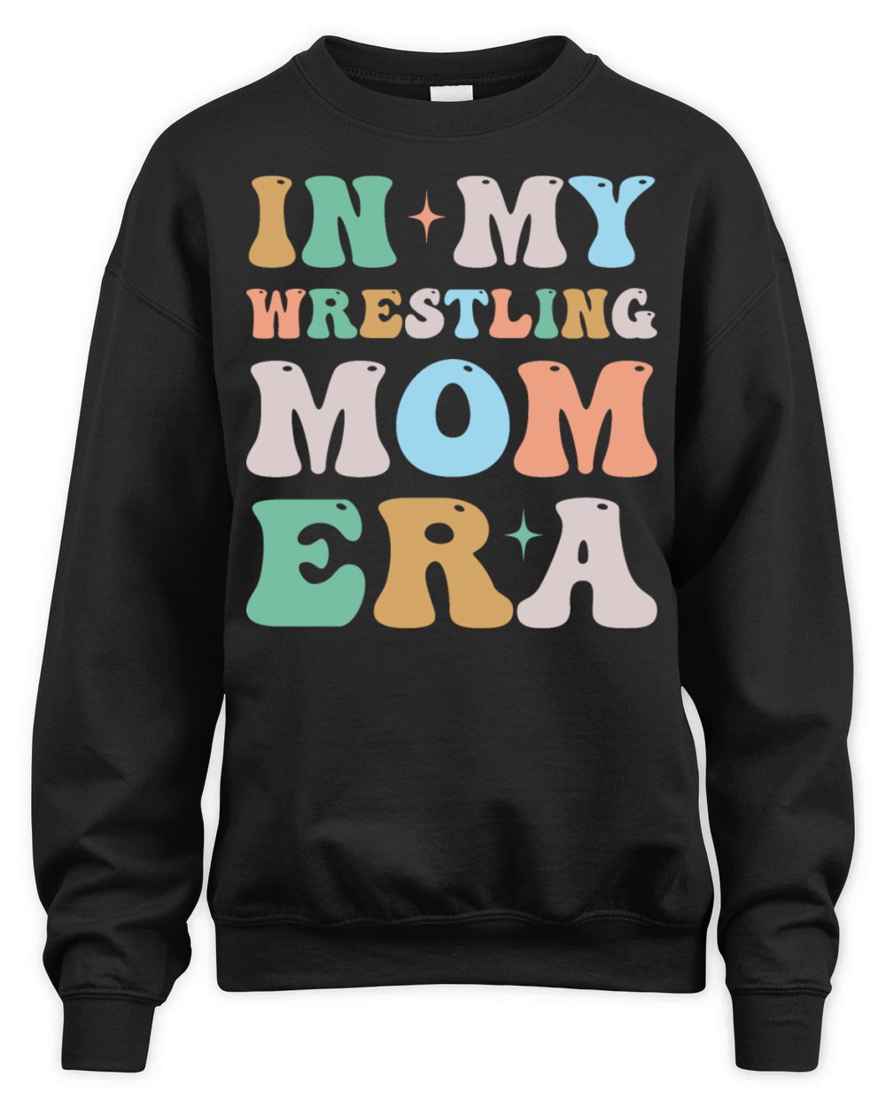 In My Wrestling Mom Era Groovy Retro Unisex Premium Crewneck Sweatshirt