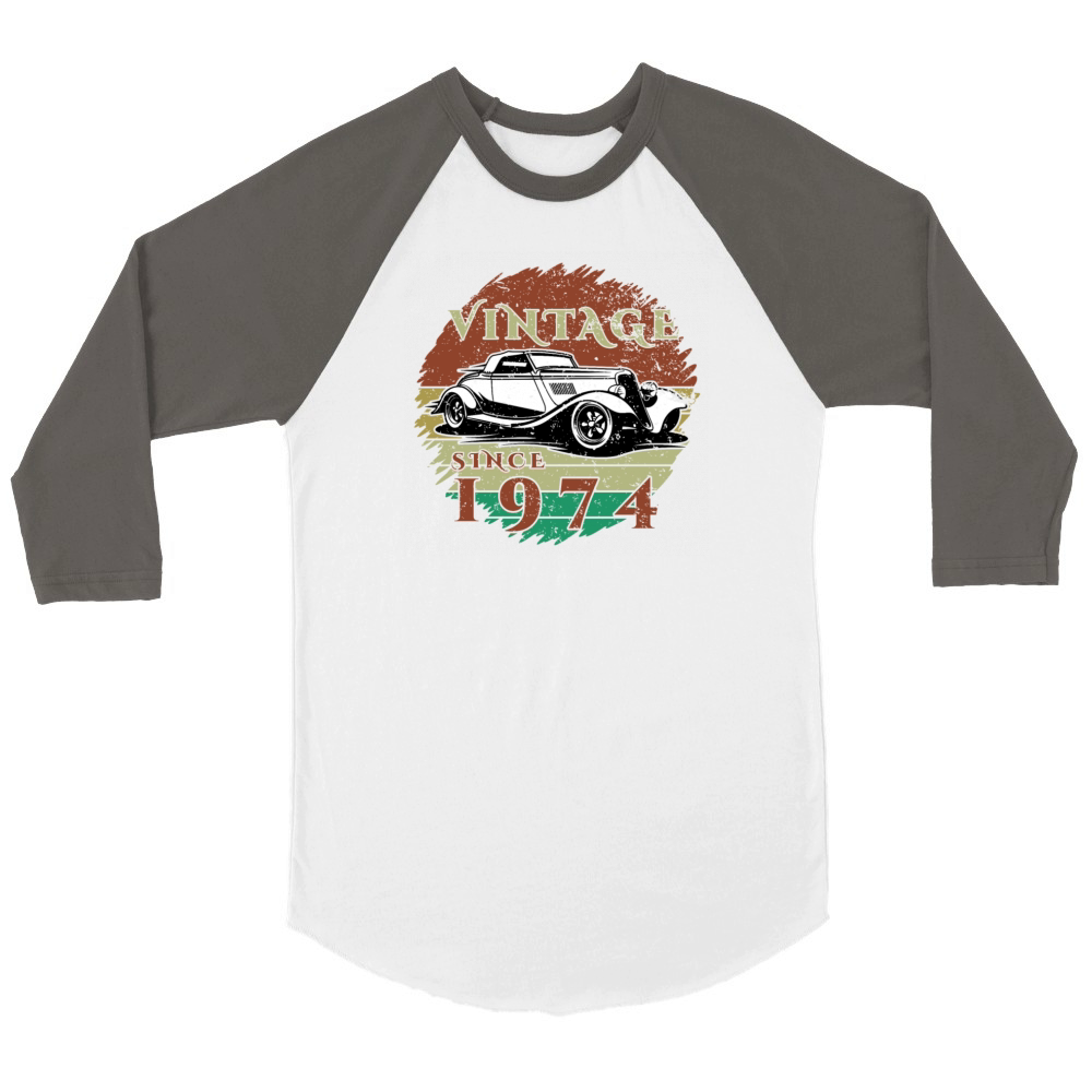 50th birthday Classic Car - Vintage since 1974 Unisex ¾ sleeve Raglan T-shirt