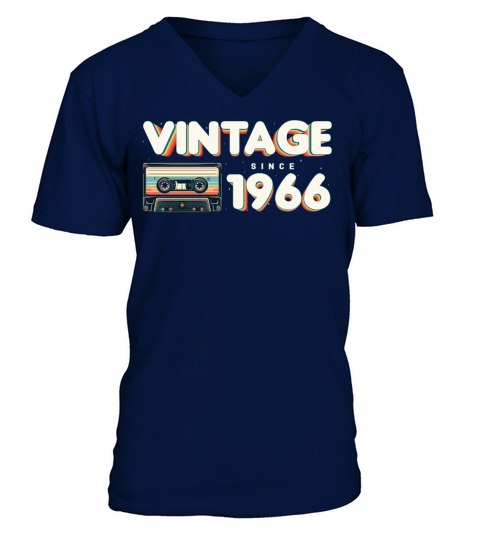 Vintage 1966 Retro Vintage Nostalgic Birthday V-Neck T-shirt