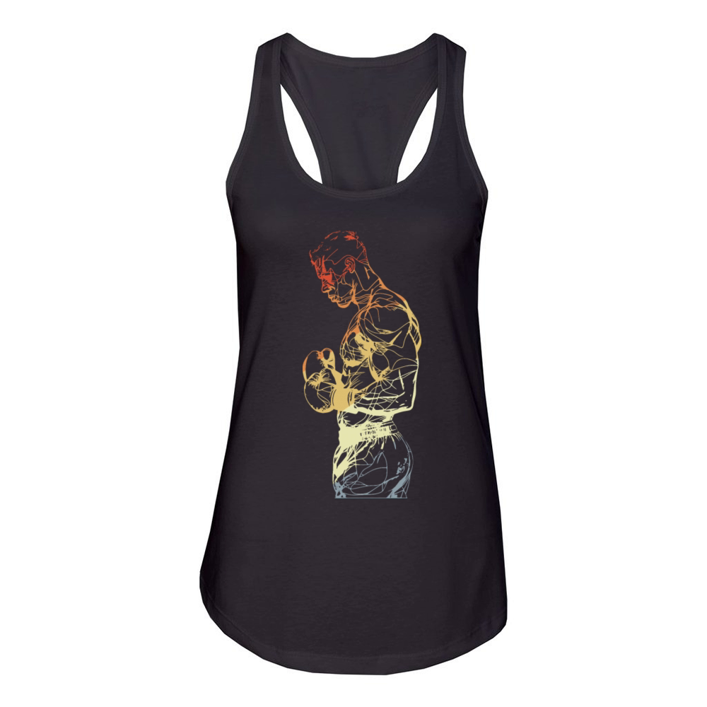 Boxing Guy Drawing Vintage Women's Racerback Tank