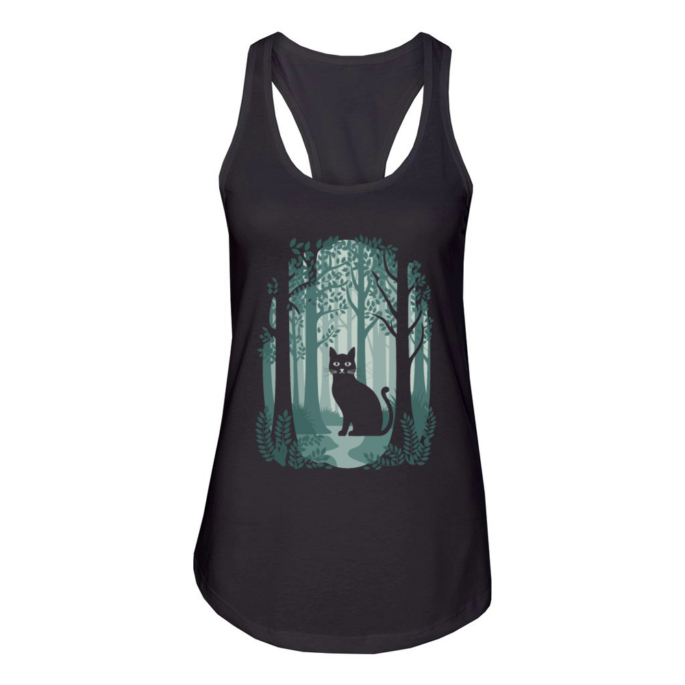 Cottagecore enchanting Forest Cat Women's Racerback Tank
