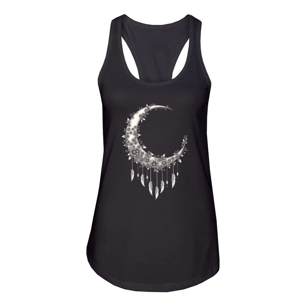 Flower Moon Decor Design Women's Racerback Tank