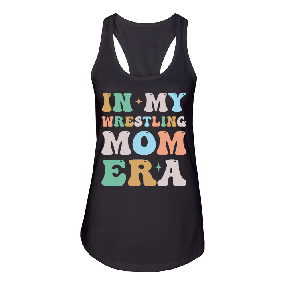 In My Wrestling Mom Era Groovy Retro Women's Racerback Tank