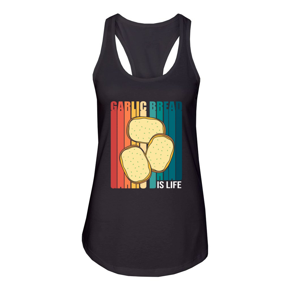 Retro Colorful Foodie Garlic Bread Women's Racerback Tank