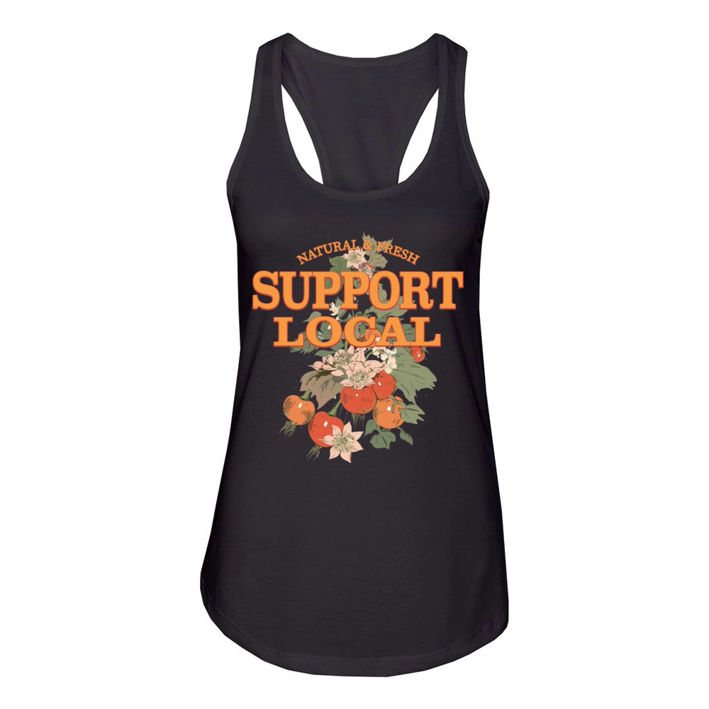 Retro Fruit Graphic to Support Local Women's Racerback Tank