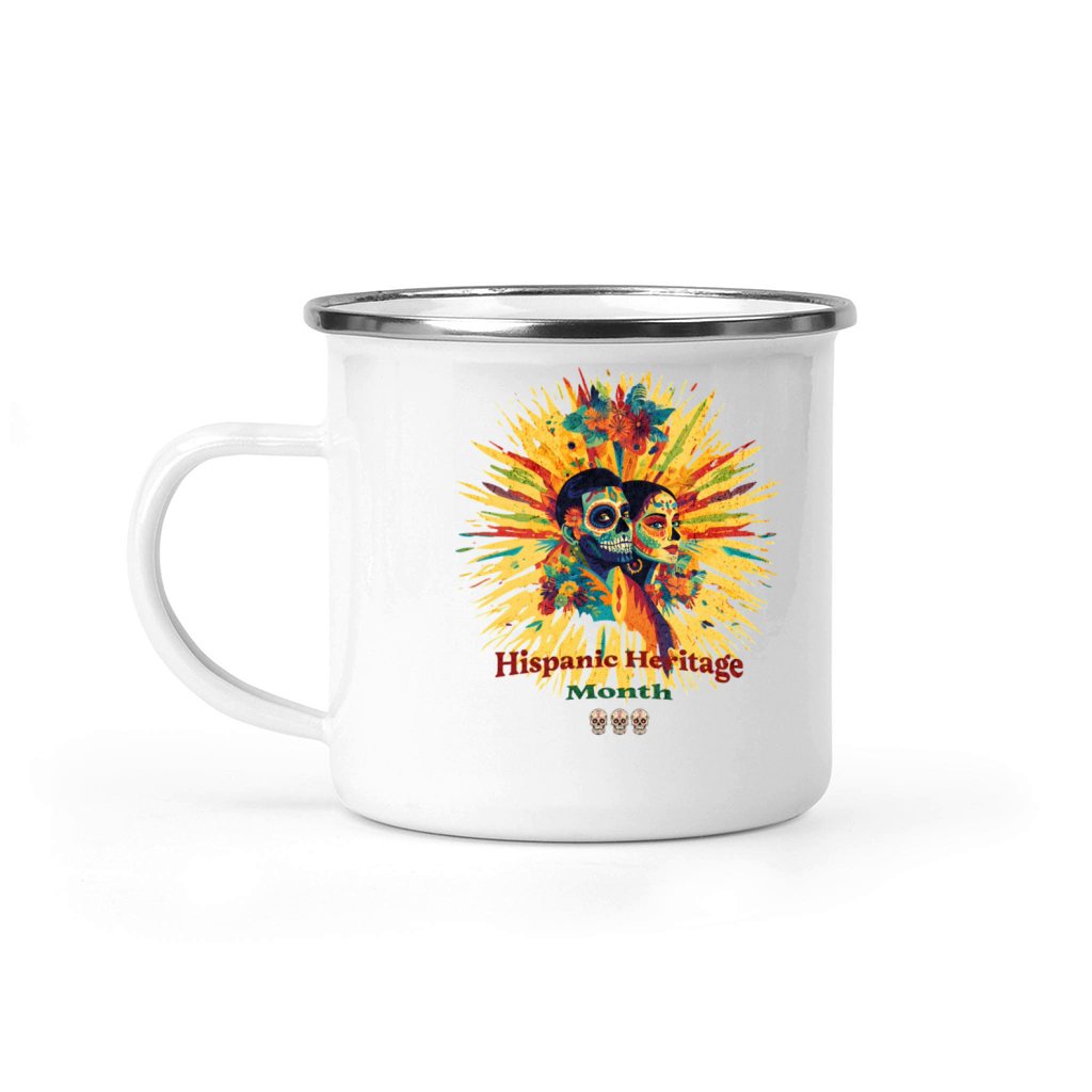 Colorful Hispanic Heritage Month Calavera Couple Camping Mug