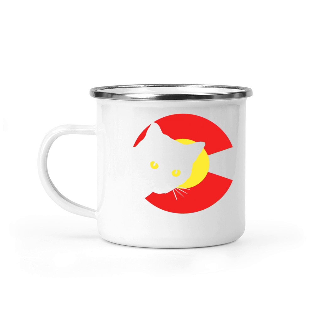 State of Colorado Flag Cat Lover Vintage Camping Mug
