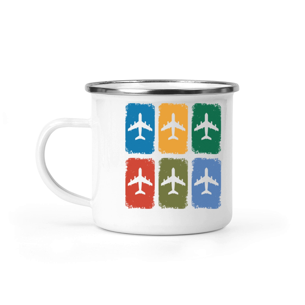 Vintage Airplane Silhouette Retro Aviation Color Camping Mug