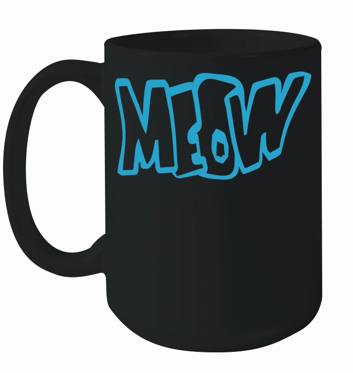 Funny Meow Cat Cartoon Text Quote Comic Letters Ceramic Mug