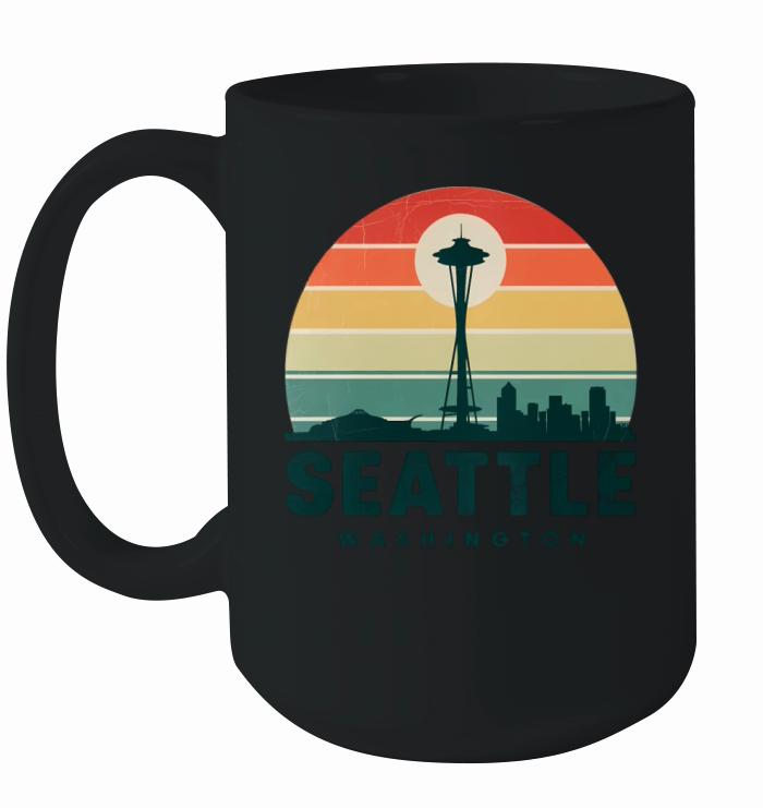 Seattle Washington Vintage Sunset Ceramic Mug