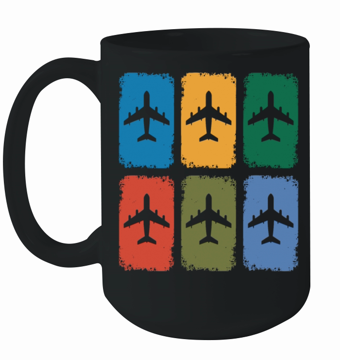 Vintage Airplane Silhouette Retro Aviation Color Ceramic Mug