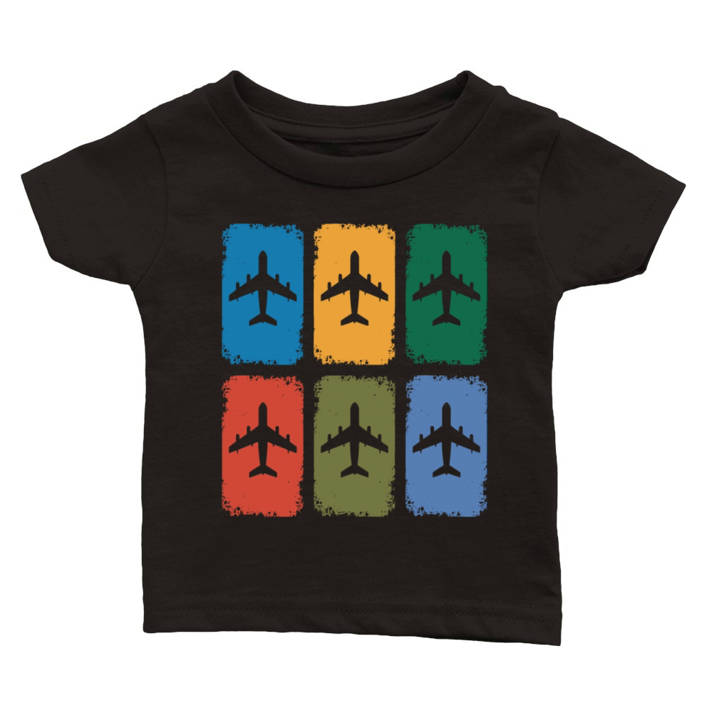 Vintage Airplane Silhouette Retro Aviation Color Classic Baby Crewneck T-shirt