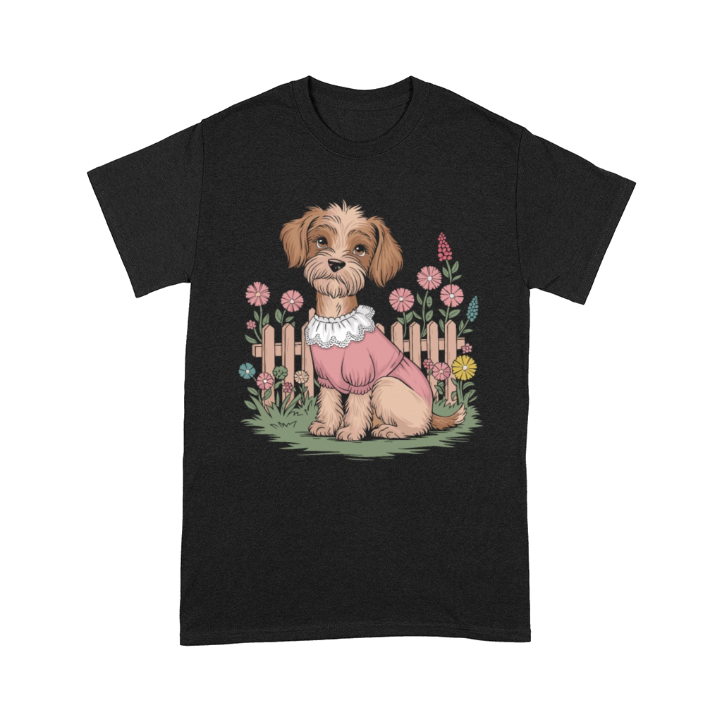 Cottagecore Cozy Dog in Floral Garden Comfort T-shirt