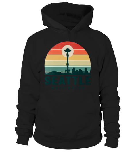 Seattle Washington Vintage Sunset Hoodie Unisex