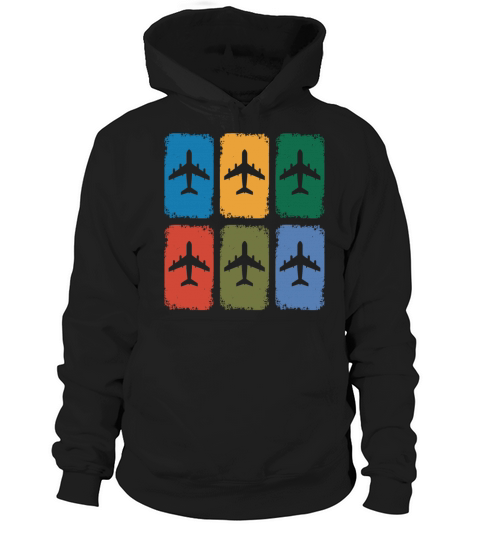 Vintage Airplane Silhouette Retro Aviation Color Hoodie Unisex