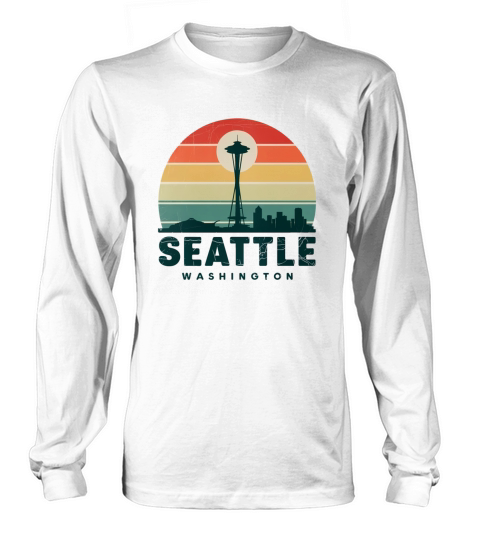 Seattle Washington Vintage Sunset Long sleeved Unisex