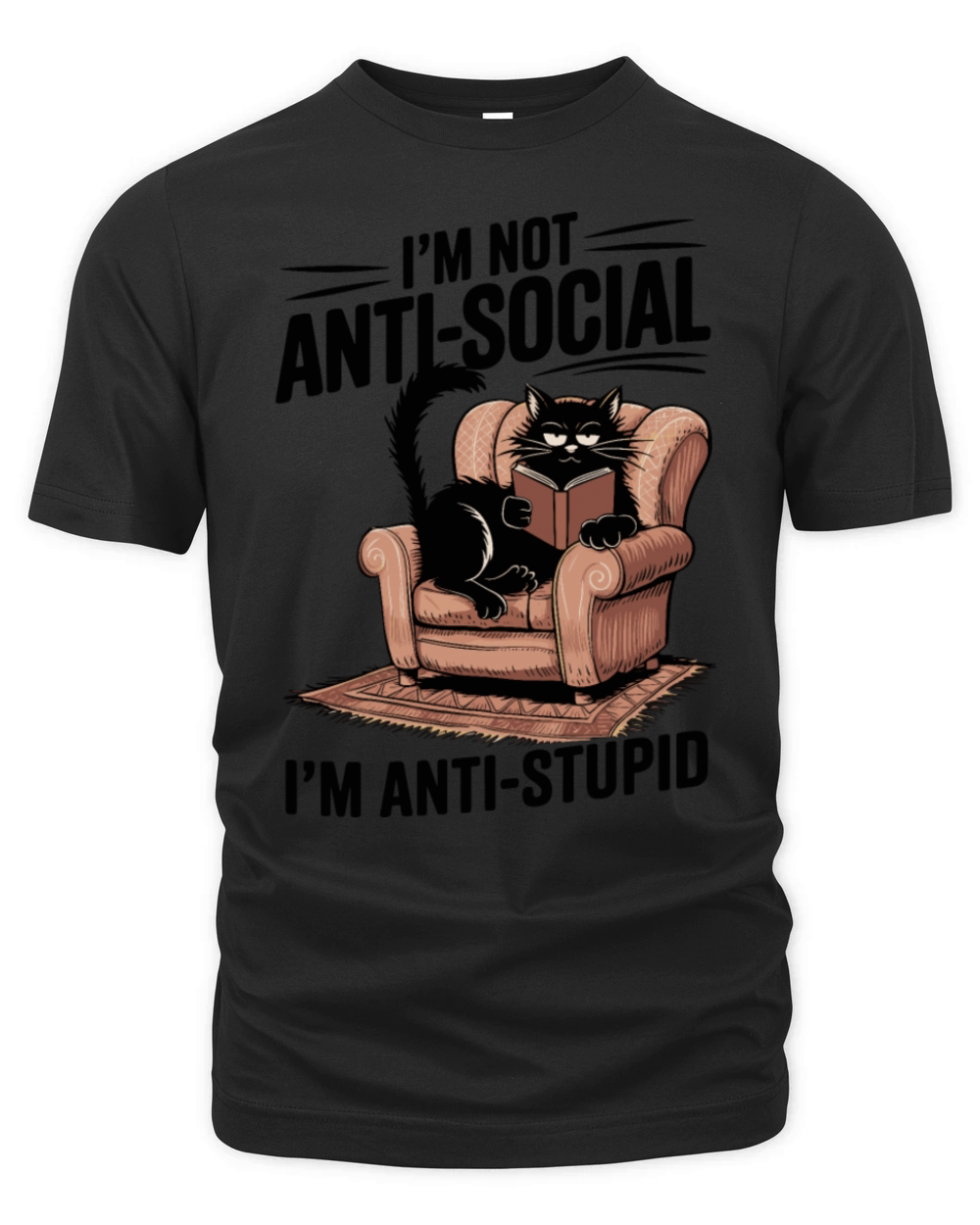 Anti-Social Cat Funny Introvert Sarcastic Humor Organic Unisex T-shirt