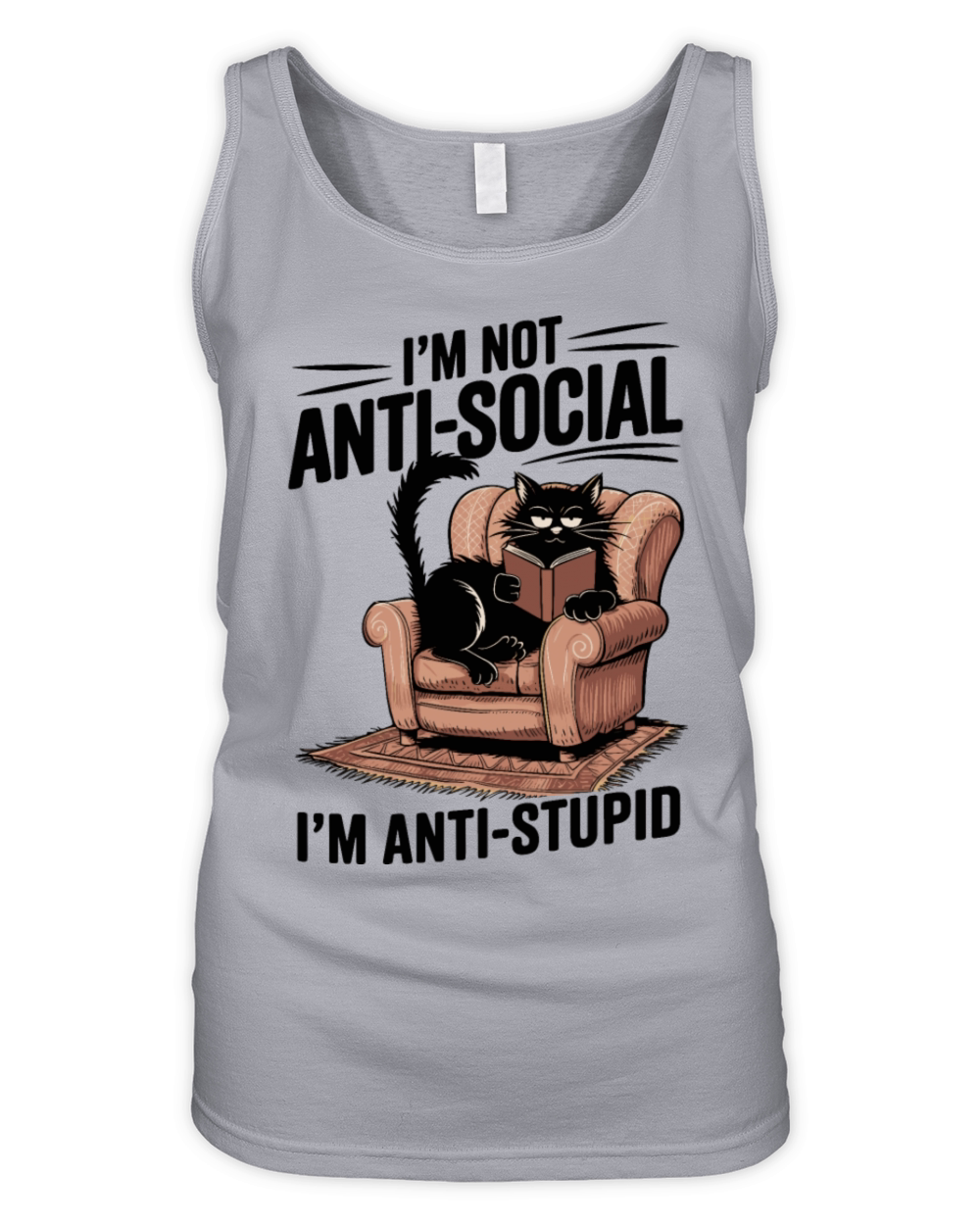 Anti-Social Cat Funny Introvert Sarcastic Humor Organic Women's Tank Top