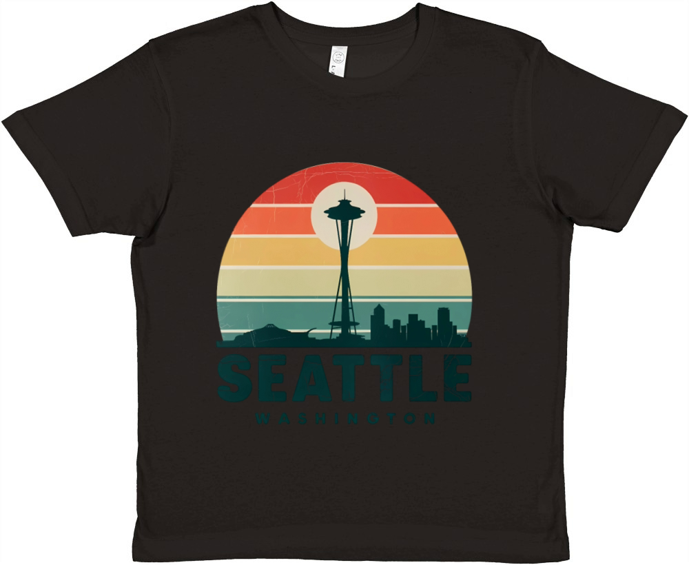 Seattle Washington Vintage Sunset Premium Kids Crewneck T-shirt