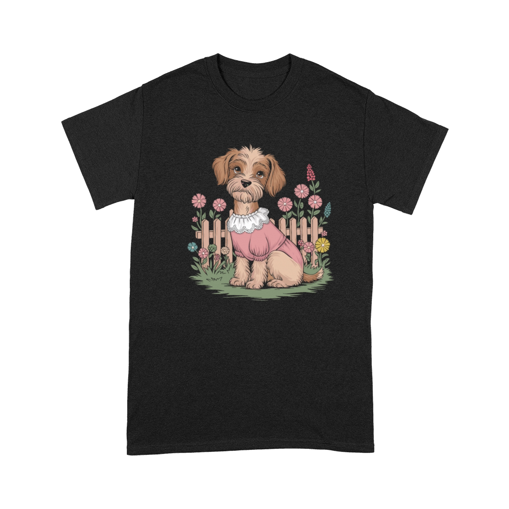 Cottagecore Cozy Dog in Floral Garden Premium T-shirt