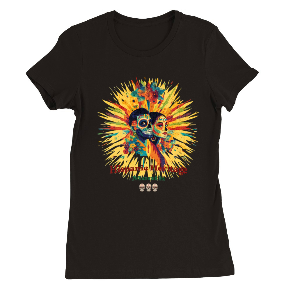 Colorful Hispanic Heritage Month Calavera Couple Premium Womens Crewneck T-shirt