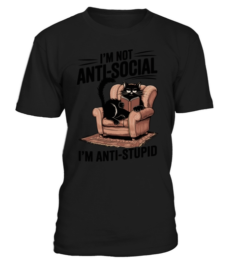Anti-Social Cat Funny Introvert Sarcastic Humor T-Shirt Unisex