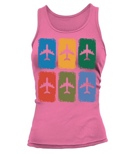 Vintage Airplane Silhouette Retro Aviation Color Tank top Woman