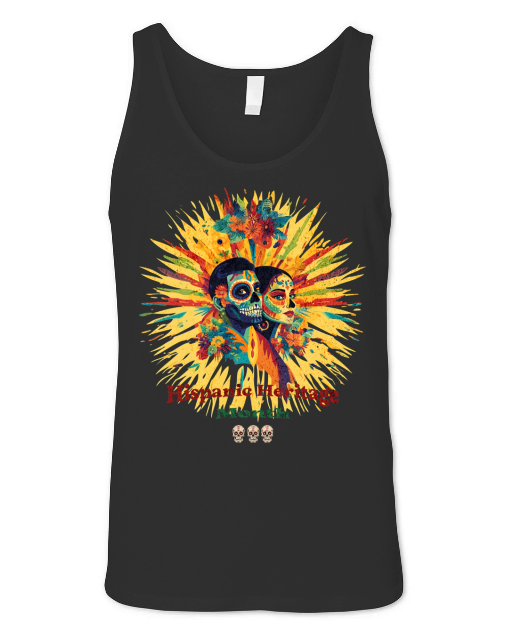 Colorful Hispanic Heritage Month Calavera Couple Unisex Jersey Tank