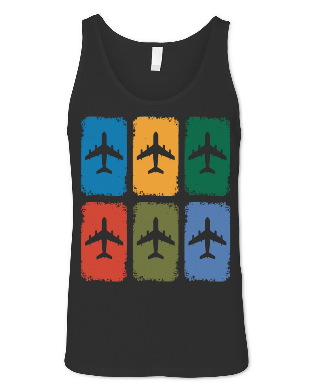 Vintage Airplane Silhouette Retro Aviation Color Unisex Jersey Tank