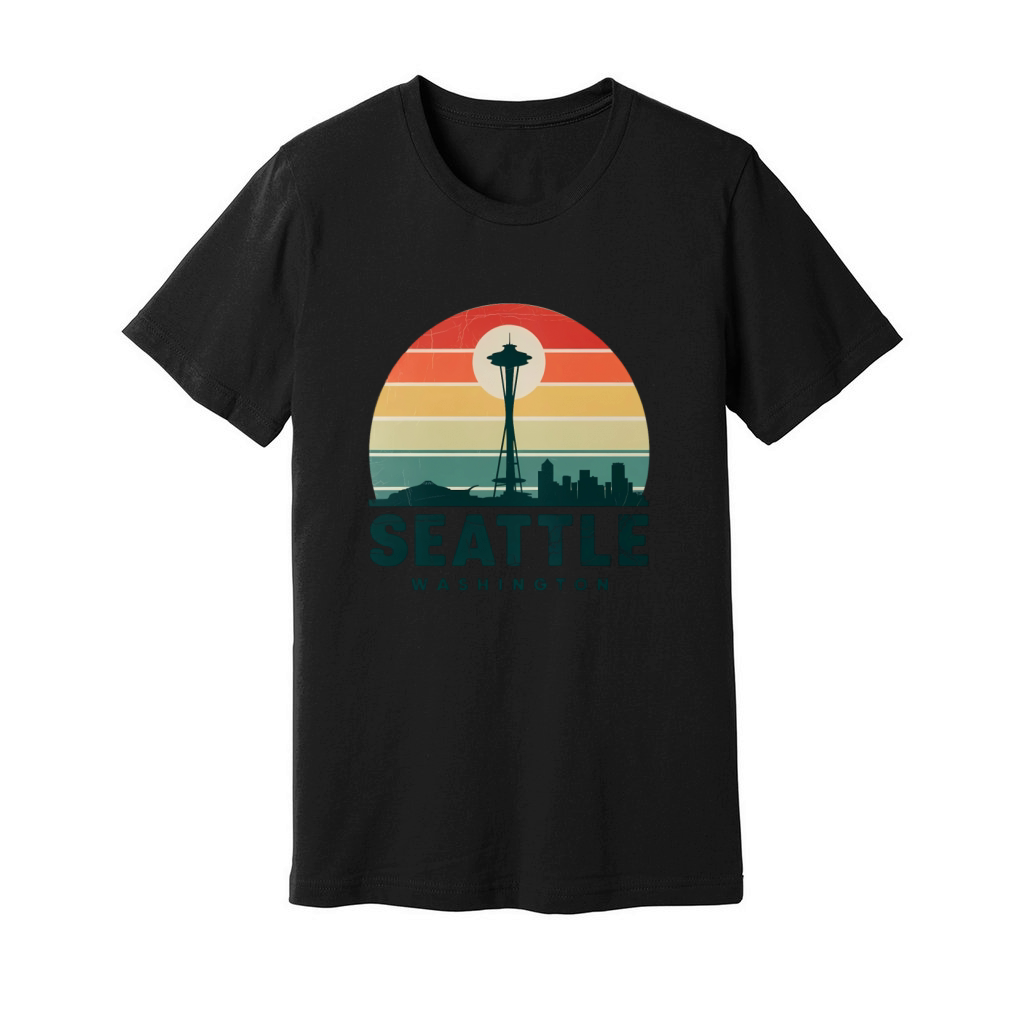 Seattle Washington Vintage Sunset Unisex Jersey Tee