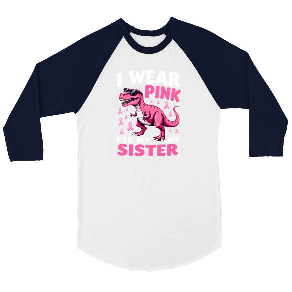 Breast Cancer Pink Awareness Design Unisex ¾ sleeve Raglan T-shirt